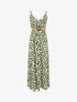 Robe longue évasée imprimé courbes fantaisies - Kaki - 1