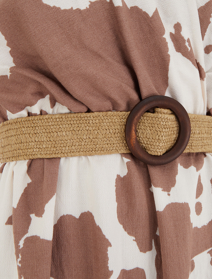 Robe longue dos nu à imprimé vache - Taupe - 3