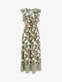 Robe longue imprimé grandes fleurs à col cache-coeur - Kaki - 1