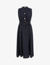 Robe longue unie effet lin - Marine - 1