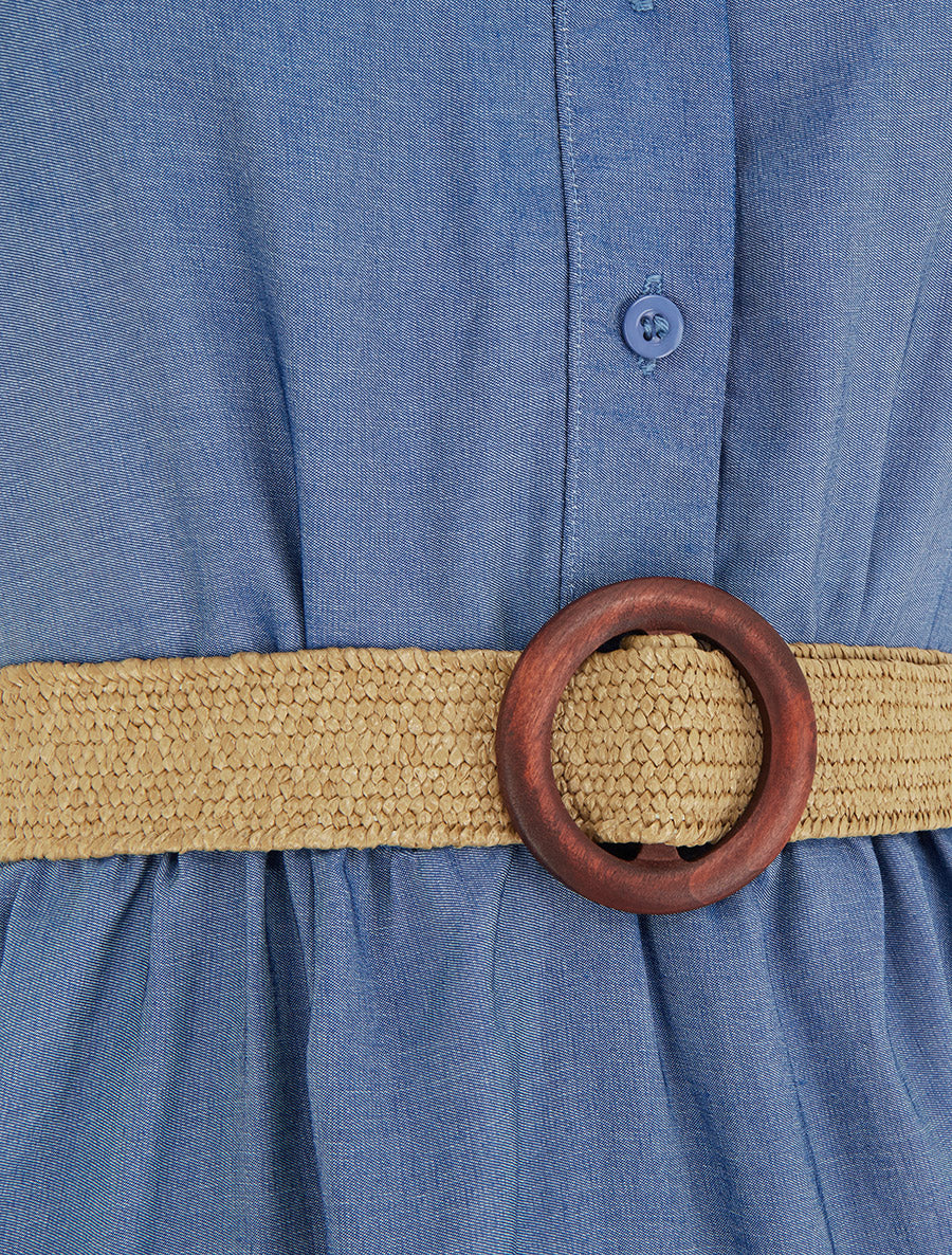 Robe longue sans manches à col boutonné - Bleu foncé - 3