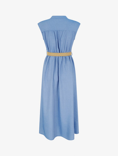 Robe longue sans manches à col boutonné - Bleu clair - 2