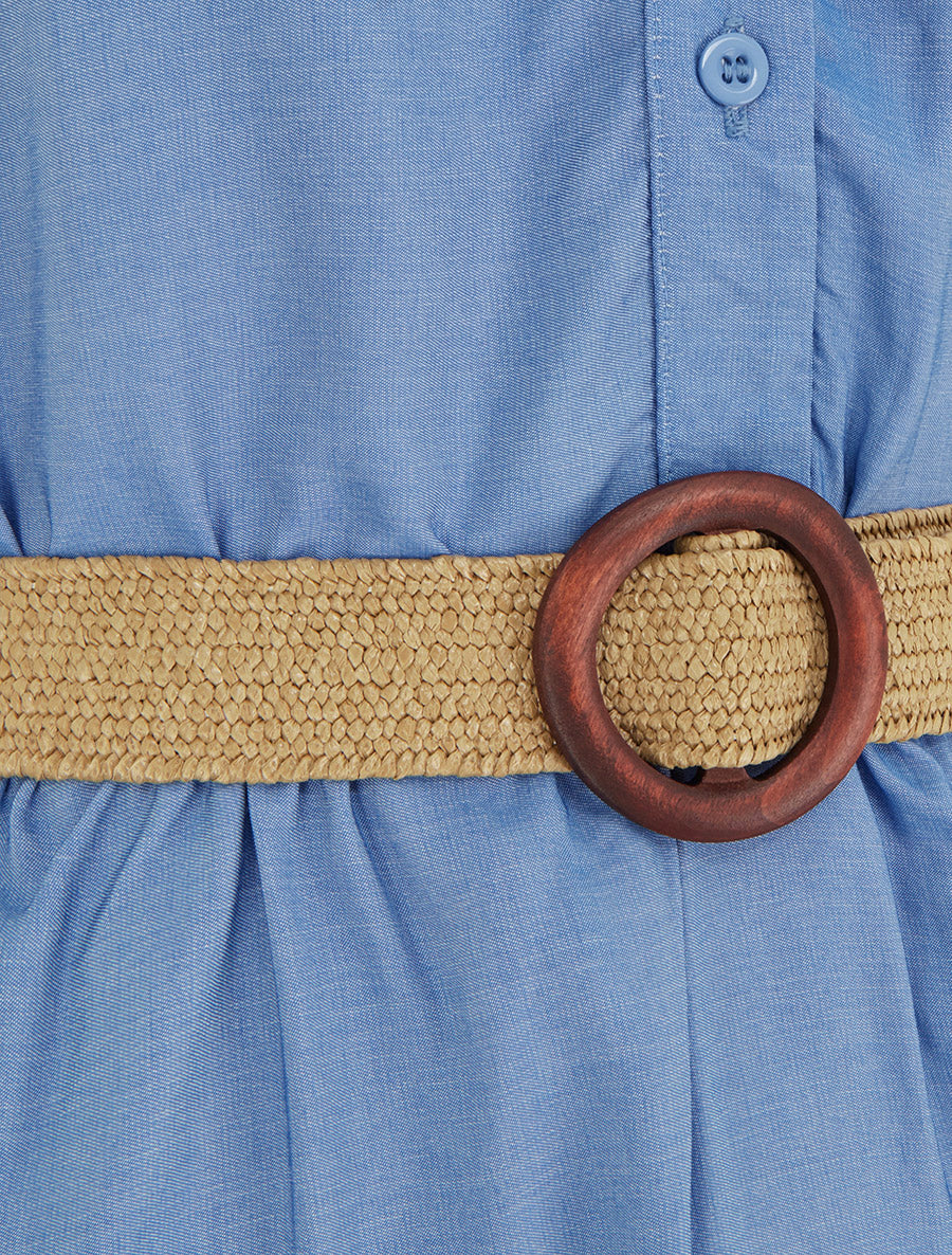 Robe longue sans manches à col boutonné - Bleu clair - 3