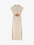 Robe longue unie boutonnée - Beige - 1
