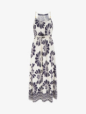 Robe imprimé fantaisie à bretelles en cordelettes - Marine - 1