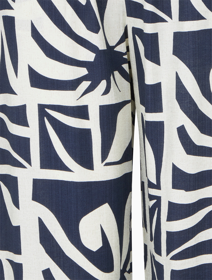 Pantalon élastiqué coupe droite imprimé graphique - Marine - 3