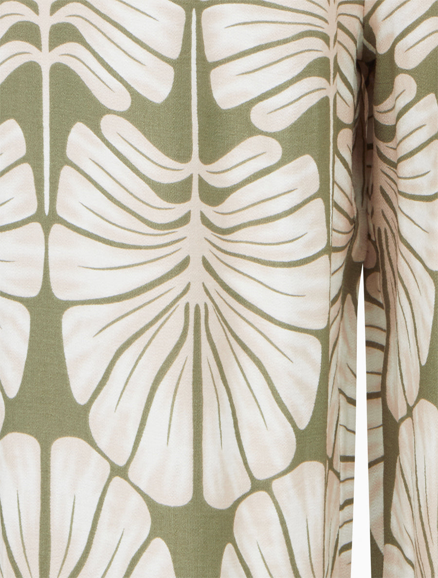 Pantalon élastiqué coupe droite imprimé tropical - Kaki - 3