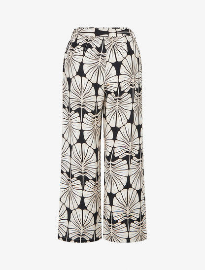 Pantalon élastiqué coupe droite imprimé tropical - Noir - 2