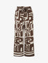 Pantalon élastiqué coupe droite imprimé fantaisie - Marron - 1