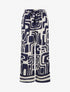 Pantalon élastiqué coupe droite imprimé fantaisie - Marine - 1