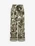 Pantalon élastiqué coupe droite imprimé fantaisie - Kaki - 1