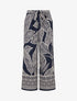 Pantalon élastiqué coupe droite imprimé feuilles stylisées - Marine - 1