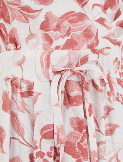 Robe longue à imprimé roses - Rose - 3