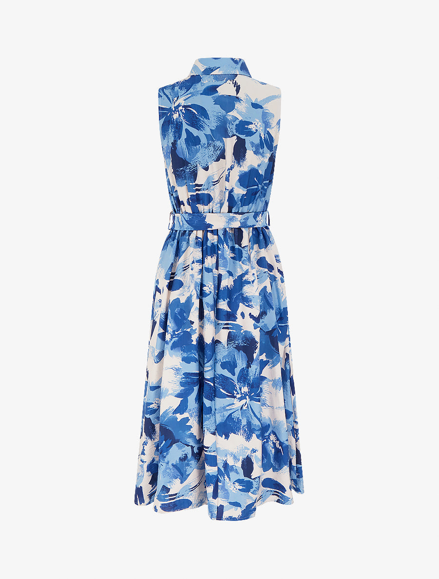 Robe longue style chemise imprimé abstrait - Bleu - 2