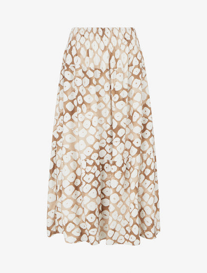 Jupe longue élastiquée fantaisie - Taupe - 1