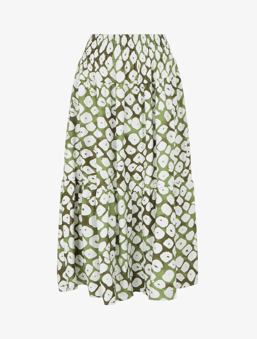 Jupe longue élastiquée fantaisie - Kaki - 1