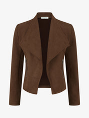 Veste en suédine à poches décoratives zippées - Marron - 1