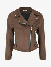 Jacke aus Wildlederimitat mit Reißverschluss - Braun