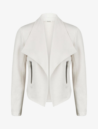 Jacke aus Wildlederimitat mit Schalkragen - Creme