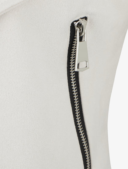 Jacke aus Wildlederimitat mit Schalkragen - Creme