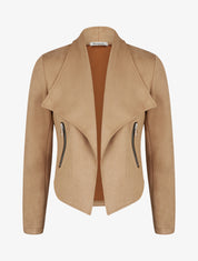 Jacke aus Wildlederimitat mit Schalkragen - Helles Kamel