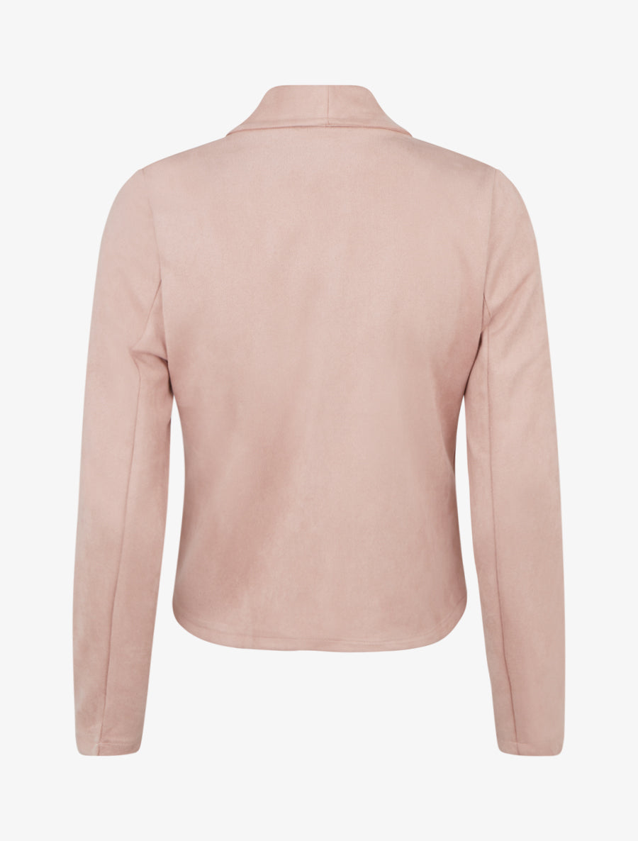 Jacke aus Wildlederimitat mit Schalkragen - Rose