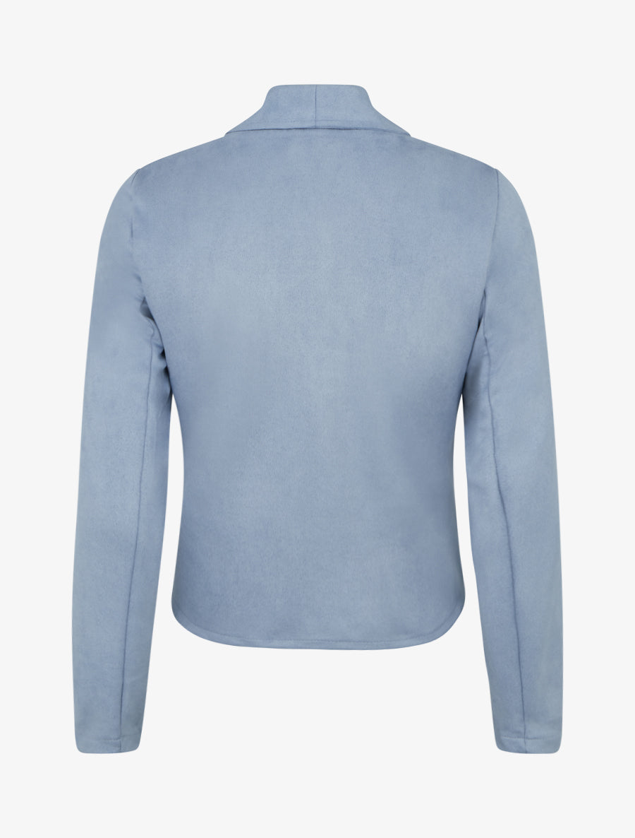 Jacke aus Wildlederimitat mit Schalkragen - Himmelblau