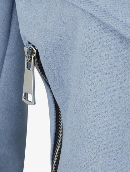 Jacke aus Wildlederimitat mit Schalkragen - Himmelblau