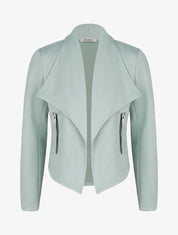 Jacke aus Wildlederimitat mit Schalkragen - Wassergrün