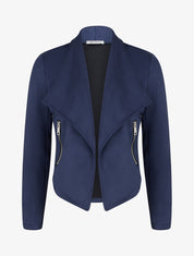 Jacke aus Wildlederimitat mit Schalkragen - Marine