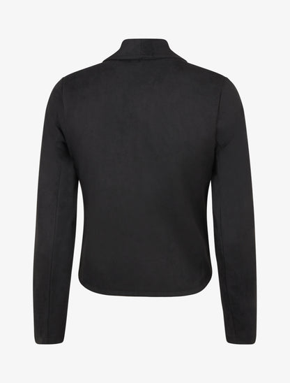 Jacke aus Wildlederimitat mit Schalkragen - Schwarz