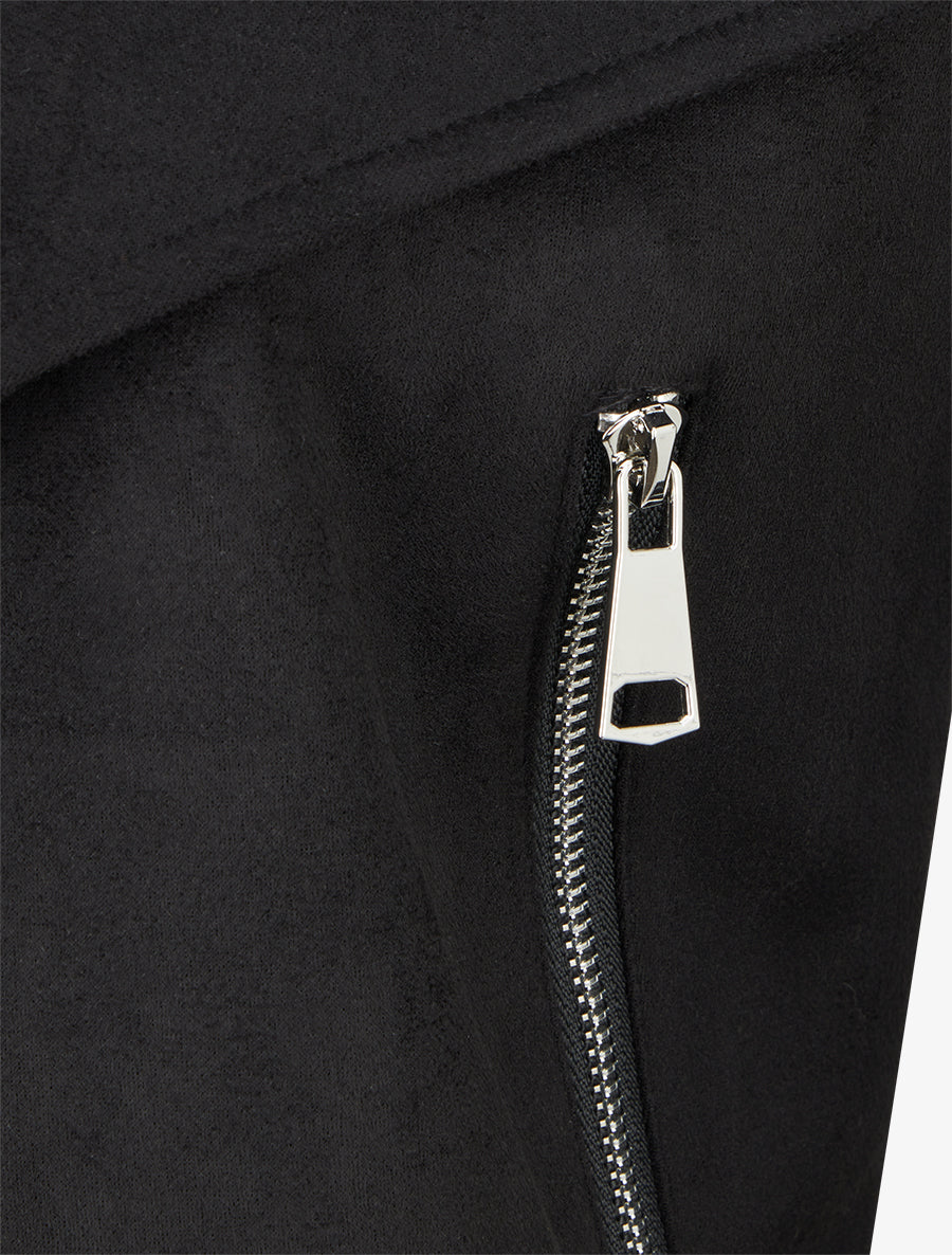 Jacke aus Wildlederimitat mit Schalkragen - Schwarz