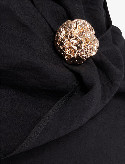 Robe longue sans manches à effet drapé - Noir - 3