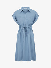 Robe droite unie à manches courtes - Bleu - 1