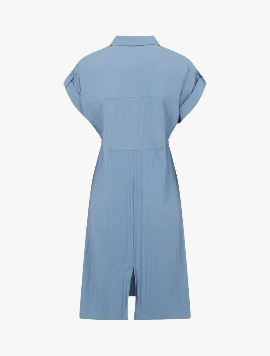 Robe droite unie à manches courtes - Bleu - 2