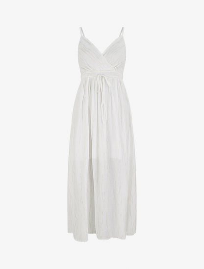 Robe élastiquée unie détail irisé - Blanc - 1