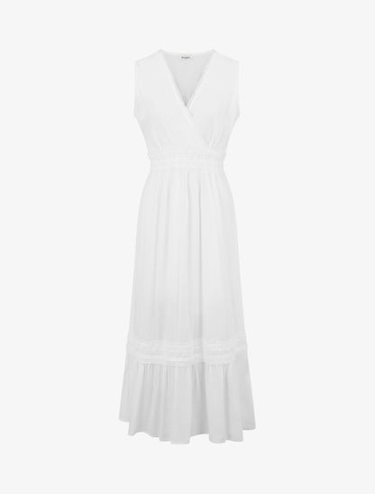 Robe sans manches à broderies - Blanc - 1