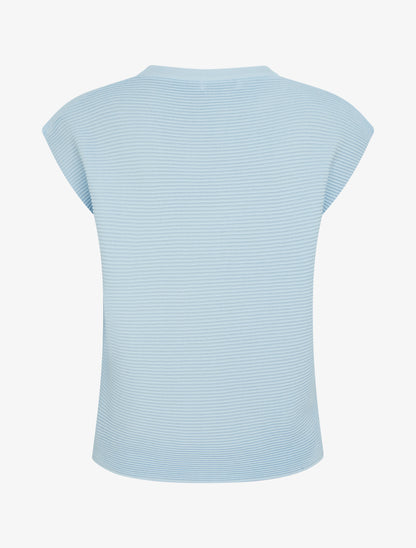 Top uni texturé à col rond - Bleu ciel - 2