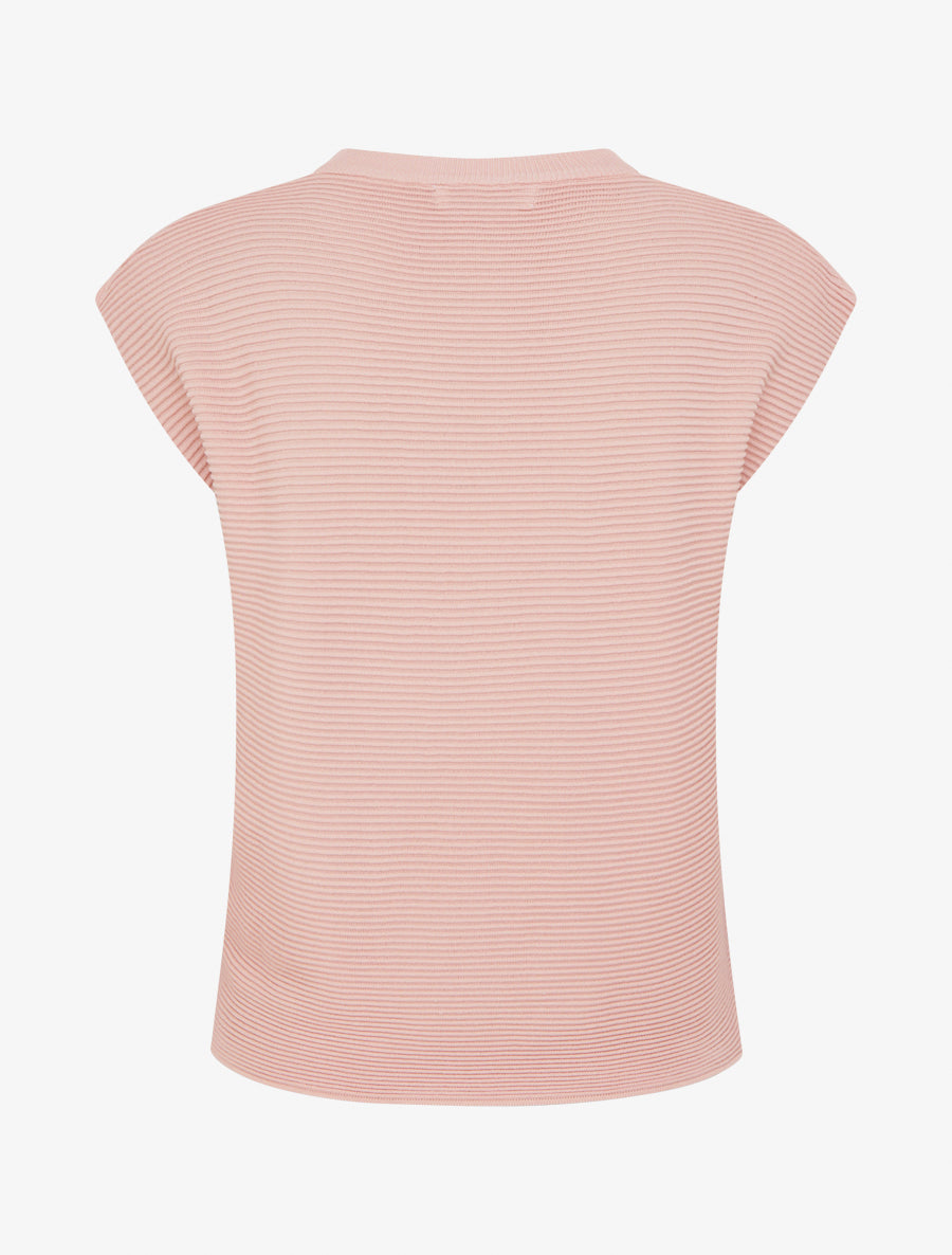 Top uni texturé à col rond - Rose - 2