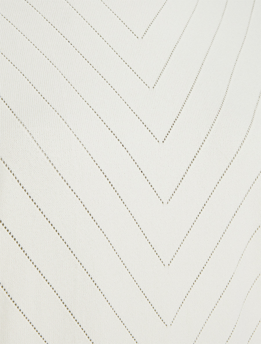 Top uni ajouré à col rond - Blanc - 3