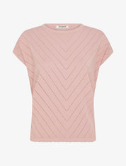 Top uni ajouré à col rond - Rose - 1