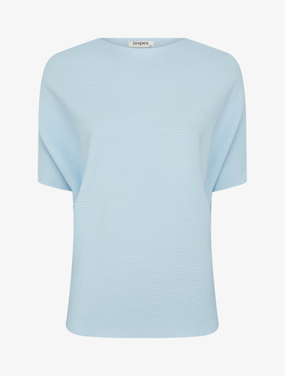 Top uni texturé à manches courtes - Bleu ciel - 1