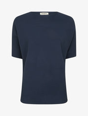 Top uni texturé à manches courtes - Marine - 1
