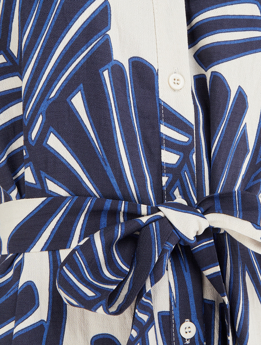 Robe chemise imprimé tropical à manches courtes - Bleu - 3