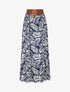 Jupe longue imprimé feuillages à taille élastiquée - Marine - 1