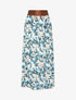 Jupe longue élastiquée imprimé fleuri - Bleu clair - 1