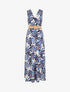 Robe longue évasée sans manches imprimé tropical - Bleu - 1