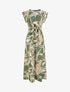 Robe longue évasée imprimé fantaisie - Kaki - 1