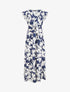 Robe longue imprimé fleurs tropicales à manches courtes - Marine - 1