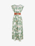 Robe longue imprimé fleuri à manches courtes - Vert - 1